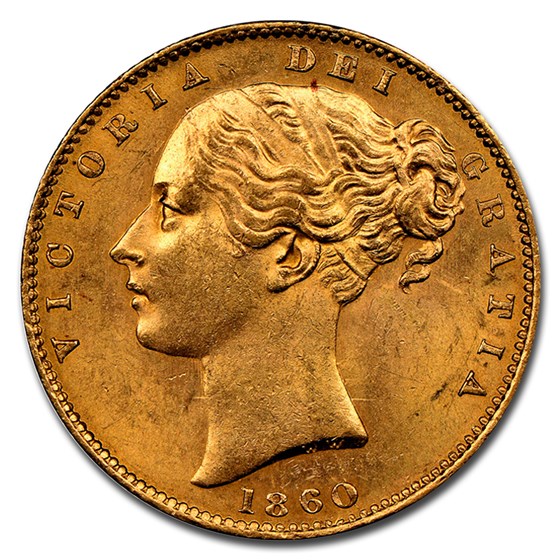 1860 Great Britain Gold Sovereign Victoria Shield MS-65 NGC 1860 Great Britain Gold Sovereign Victoria Shield MS-65 NGC